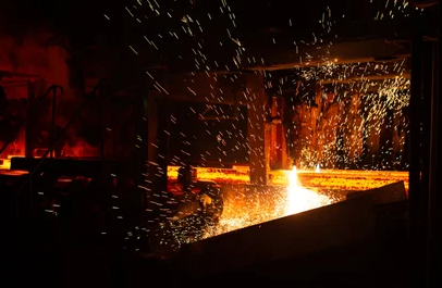 Sparks flying from hot work