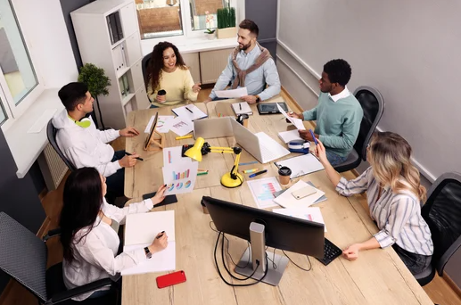 A group of insurance professionals in a meeting